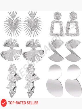 Hypoallergenic Geometric Dangle Earrings Set Silver Gold Statement Jewelry